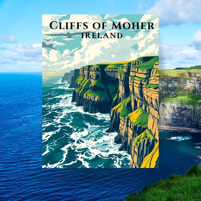 Cliffs of Moher Ireland Vild Atlantic Way Vykort (Cliffs of Moher Ireland Wild Atlantic Way Postcard
)