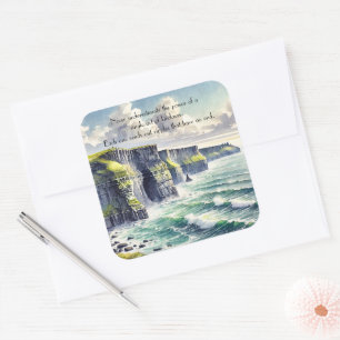 Cliffs of Moher, Irland & Citat Fyrkantigt Klistermärke