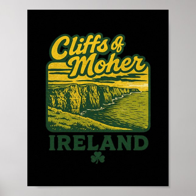 Cliffs Of Moher Irland Retro Semester Landmärke Så Poster (Framsidan)