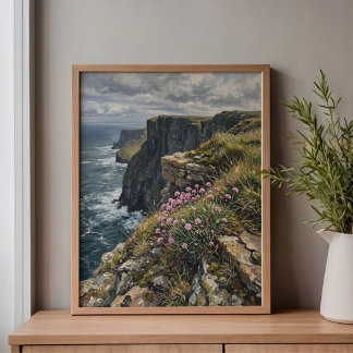 Cliffs of Moher Sea Pinks Thrift Art Canvastryck