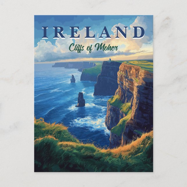 Cliffs of Moher Vintage resor Vykort (Framsida)
