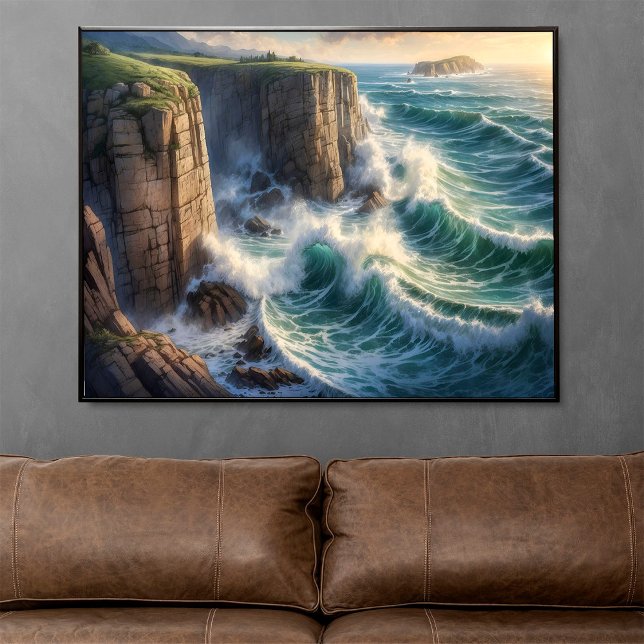 Cliffside Blue Ocean Vinkar Coastal Poster (Skapare uppladdad)