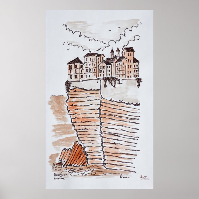 Cliffside city of Bonifacio, Corsica, Frankrike Poster (Framsidan)
