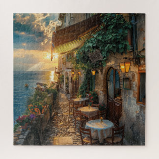 Cliffside Coastal Italien vid Dusk Puzzle Pussel