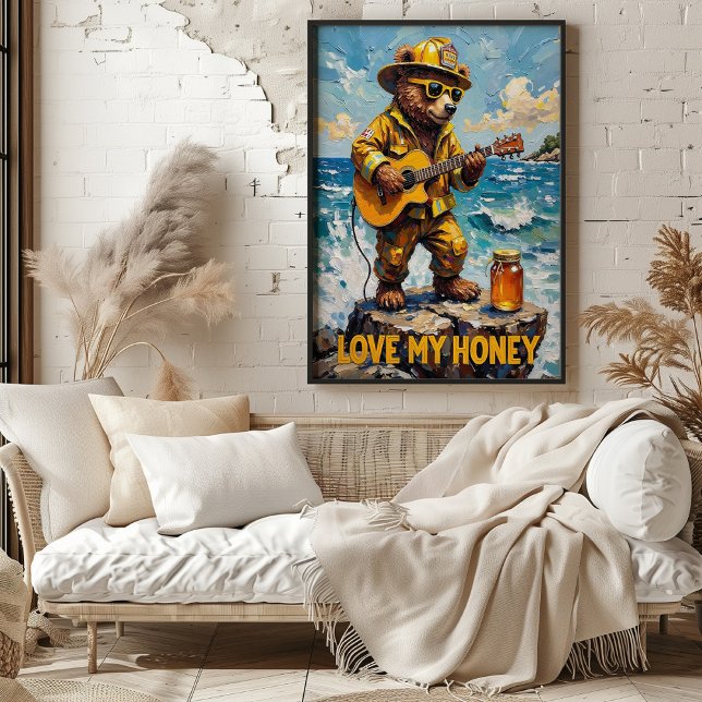Cliffside Crooner: Bear's honey Tune Poster (Skapare uppladdad)