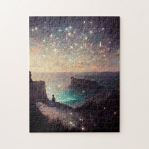 Cliffside Night Fantasy Ligcape Sci-Fi Pussel