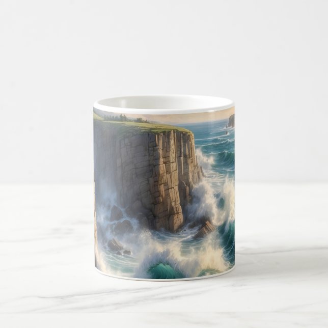 Cliffside Ocean Waves Coastal Landscape Coffee Mug Kaffemugg (Center)