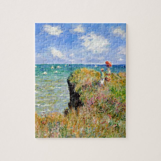 Clifftop går på Pourville - Claude Monet Pussel (Vertikal)