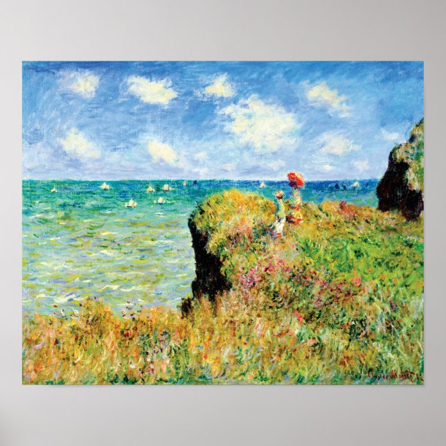 Clifftop Walk i Pourville av Claude Monet Poster (Framsidan)