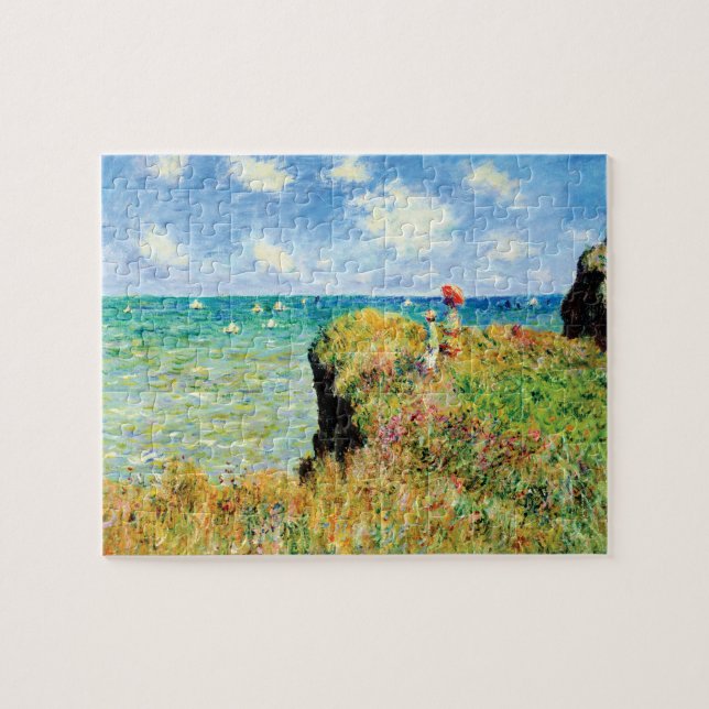 Clifftop Walk i Pourville av Claude Monet Pussel (Horisontell)