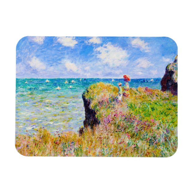 Clifftop Walk vid Pourville Claude Monet Magnet (Horisontell)
