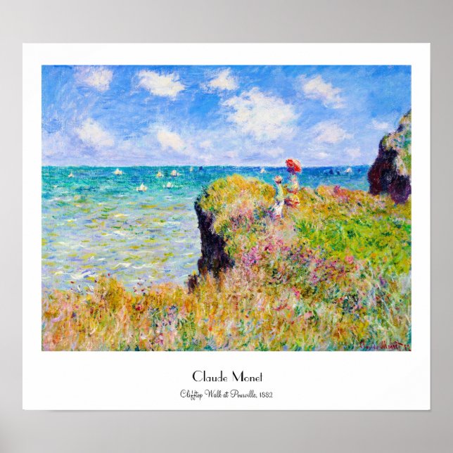 Clifftop Walk vid Pourville Claude Monet Poster (Framsidan)