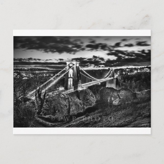 Clifton Bridge BW Vykort (Framsida)