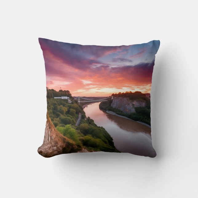 Clifton Suspension Bridge vid Sunset Dekorativ kud Kudde (Framsida)