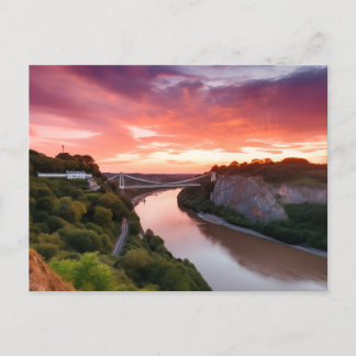 Clifton Suspension Bridge vid Sunset Postcard Vykort