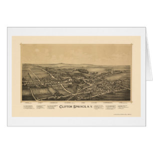 Clifton vårar, panorama- karta för NY - 1892 Hälsningskort