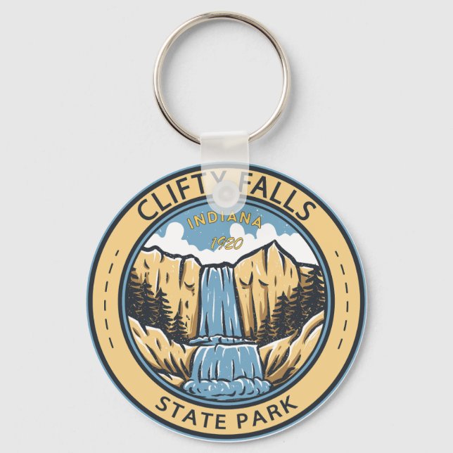 Clifty Falls State Park Indiana Badge Nyckelring (Framsida)