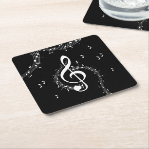 Climate G Clef Music Black Underlägg Papper Kvadrat