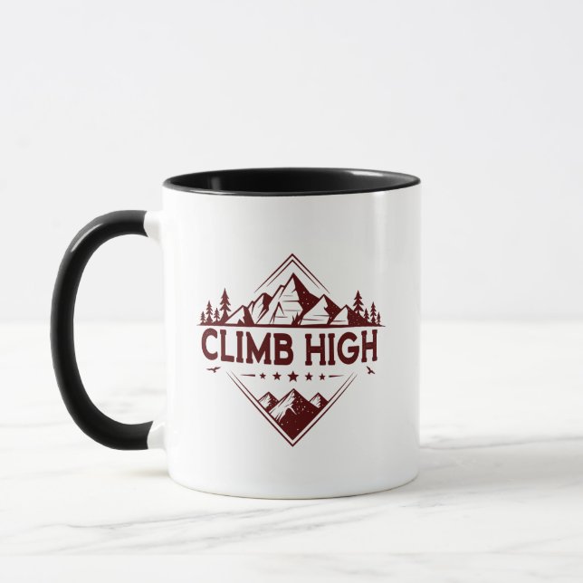 Climb High Mountain Mug – Hand-Drawn Motivational  Mugg (Vänster)