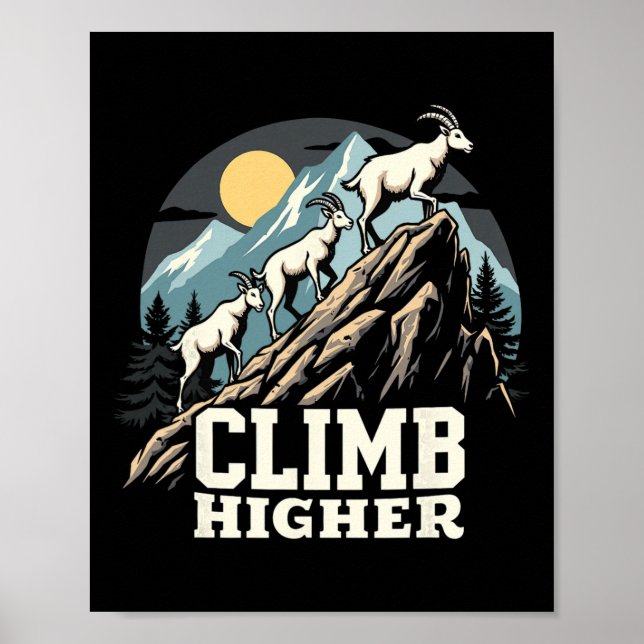 Climb Higher Mountain Goat Adventure Motivational  Poster (Framsidan)