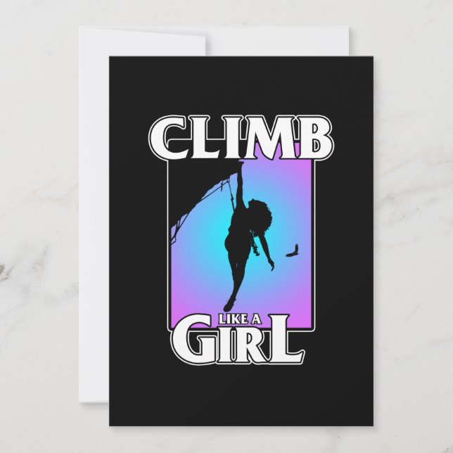 Climb Like Girl Mountain Climber Rock Climbing Lov Tack Kort (Framsida)