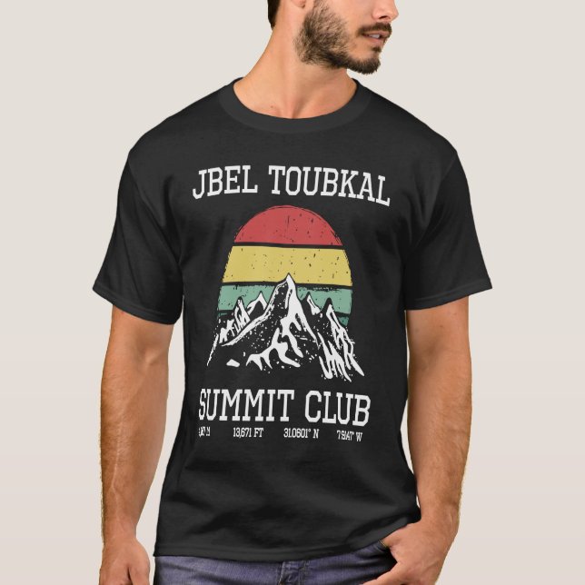 Climbed Jbel Toubkal Morocco Summit Club Sun Hike  T Shirt (Framsida)
