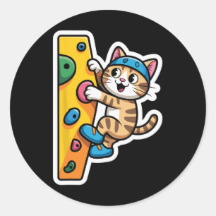 Climbing Cat Klättervägg Meme Runt Klistermärke
