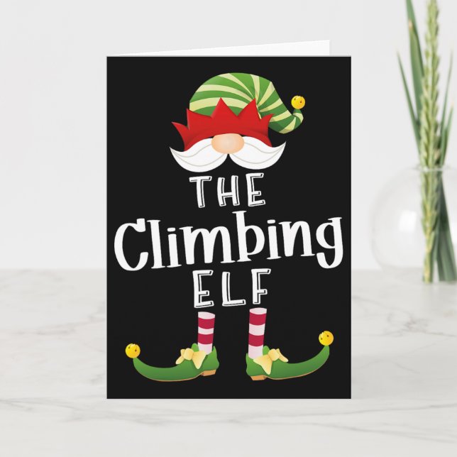 Climbing Elf Group Christmas Funny Pajama Party  Kort (Framsida)
