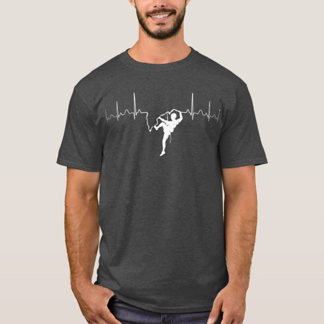 Climbing Heartbeat Rock Mountain Bouldering Gift T Shirt (Framsida)