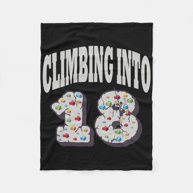 Climbing Into 18 Year Old Rock Climbing Birthday  Fleecefilt (Framsidan)