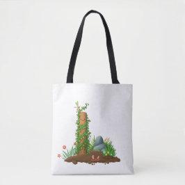 Climbing Plant Totem Tote Bag with Sunny Pun Back Tygkasse