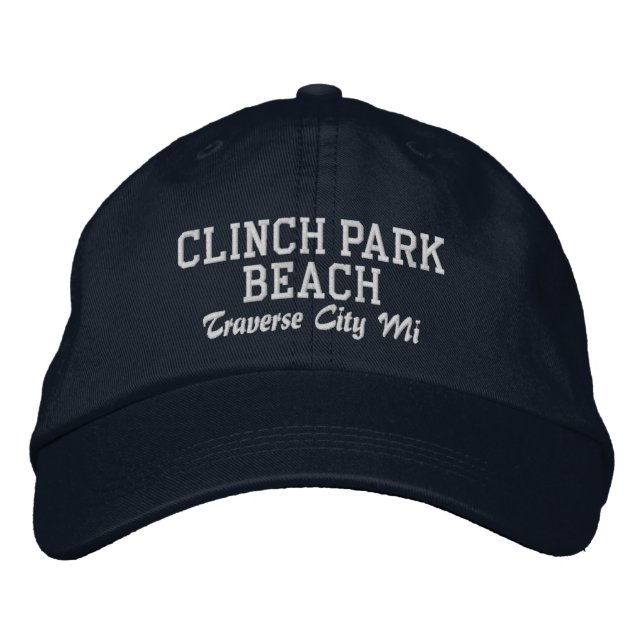 Clinch Park Beach Traverse City MI Basebollmössa Broderad Keps (Framsida)