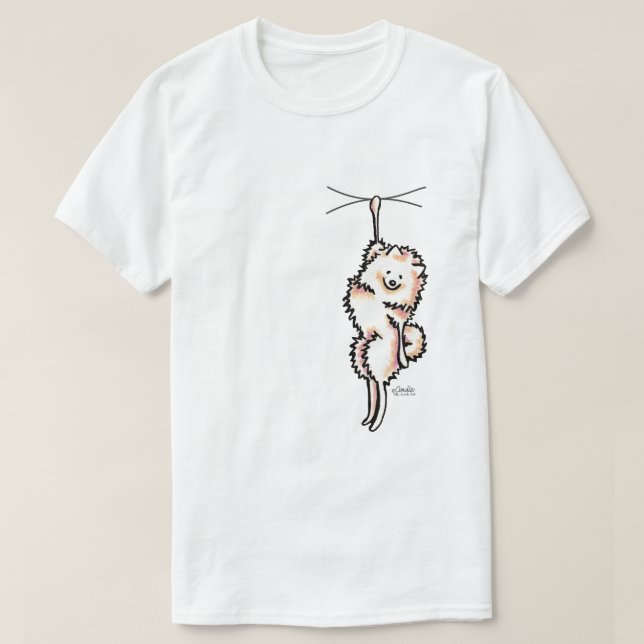 Clingy White Pommanian T-Shirt (Design framsida)