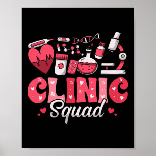 Clinic Squad Stethoscope Leopard Nurse Valentine Poster