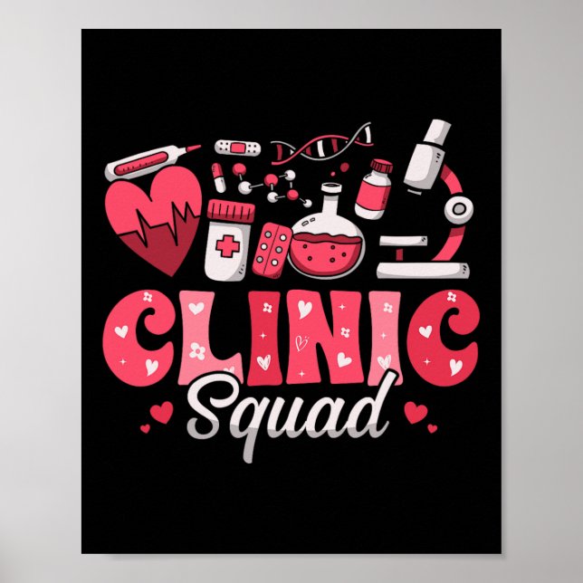 Clinic Squad Stethoscope Leopard Nurse Valentine Poster (Framsidan)
