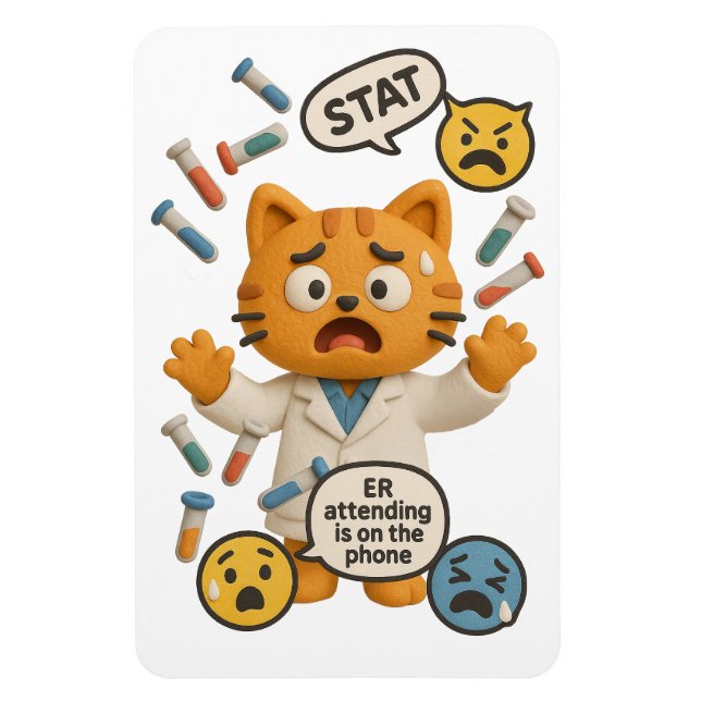 Clinical Lab Tech Cat Running So Many Tests Magnet (Vertikal)