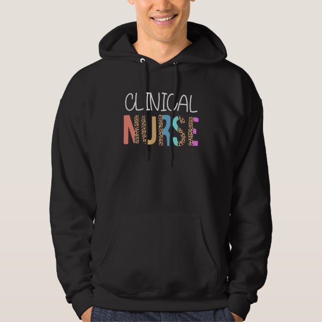 Clinical Nurse Bohemian Cheetah Leopard Print Patt Hoodie (Framsida)