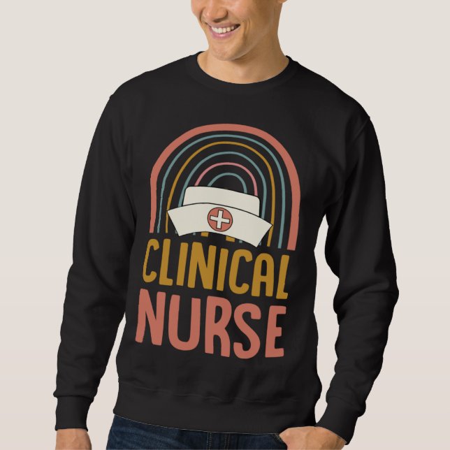 Clinical Nurse Boho Bohemian Rainbow Nursing Schoo Lång Ärmad Tröja (Framsida)