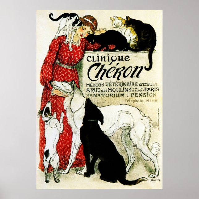 CLINIQUE CHERON Pet Clinic av Theophile Steinlen Poster (Framsidan)