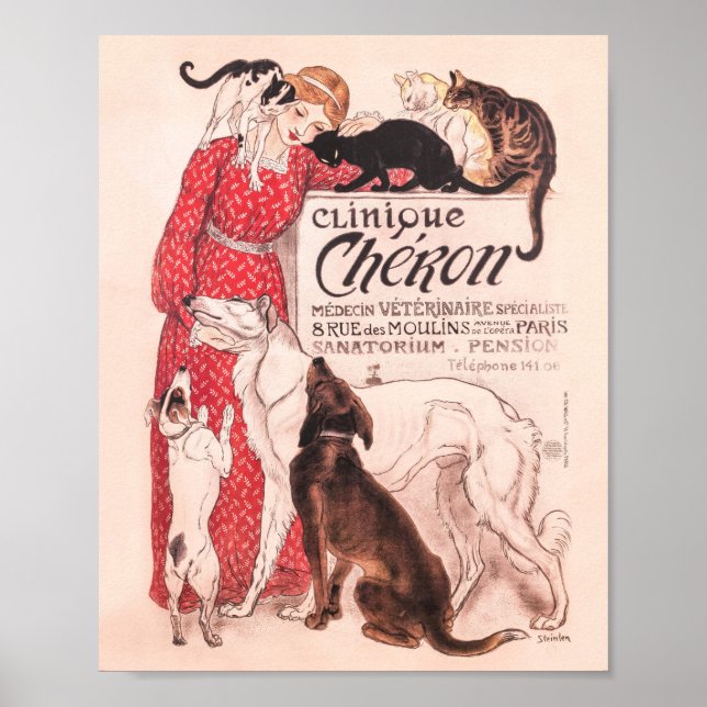 Clinique Cheron Vintage Hund Cat Steinlen Poster (Framsidan)