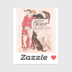 Clinique Cheron Vintage Hund Cat Steinlen Poster Klistermärken