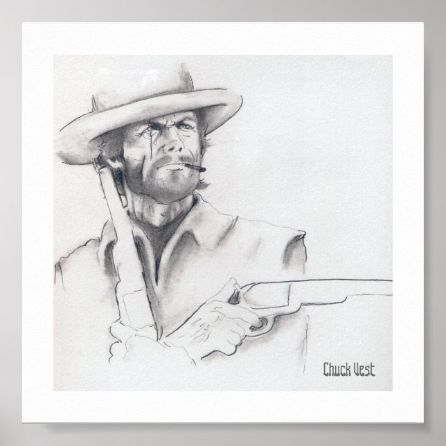 Clint Eastwood Pencil Art Poster (Framsidan)