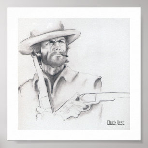 Clint Eastwood ritar konstaffischer Poster
