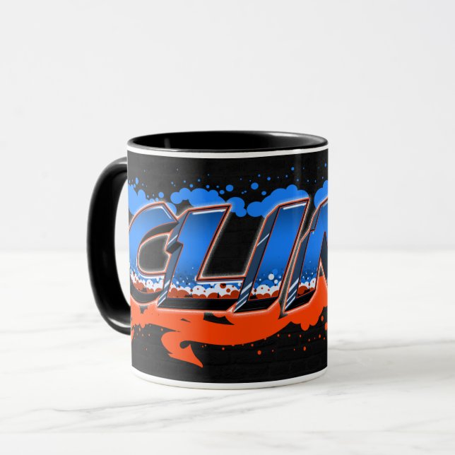 Clint Vorname Name Graffiti blue orange Tasse Mugg (Framsida vänster)