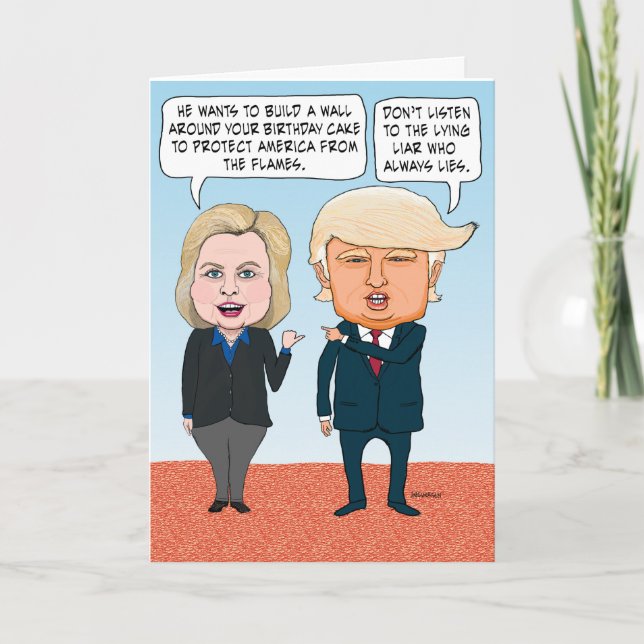 Clinton Clinton och Donald Trump Birthday Kort (Framsida)