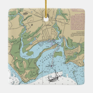 Clinton CT Nautical Diagram Julgransprydnad Keramik