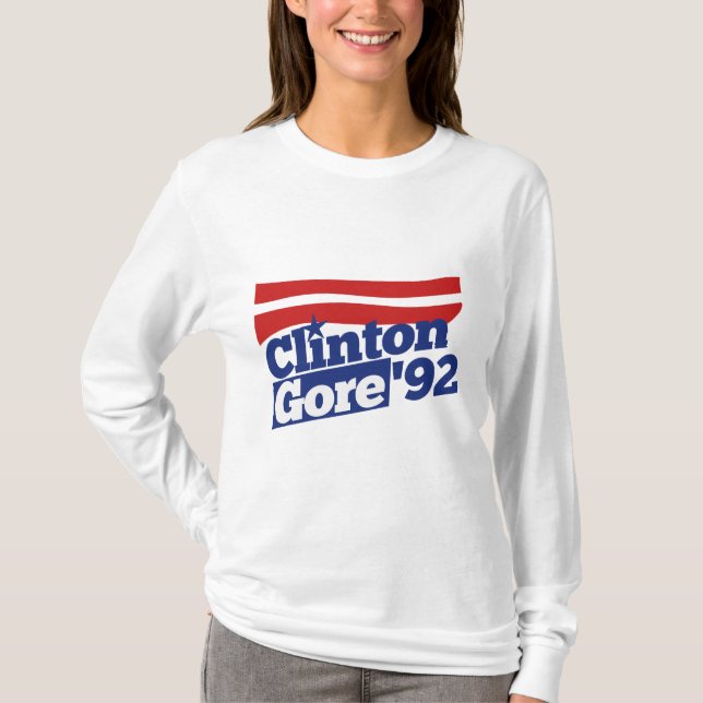 Clinton Gore 92 retro politik T Shirt (Framsida)