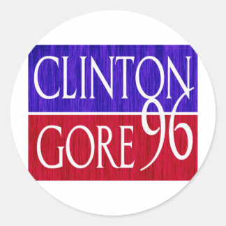Clinton Gore 96 - utpräglad design Runt Klistermärke