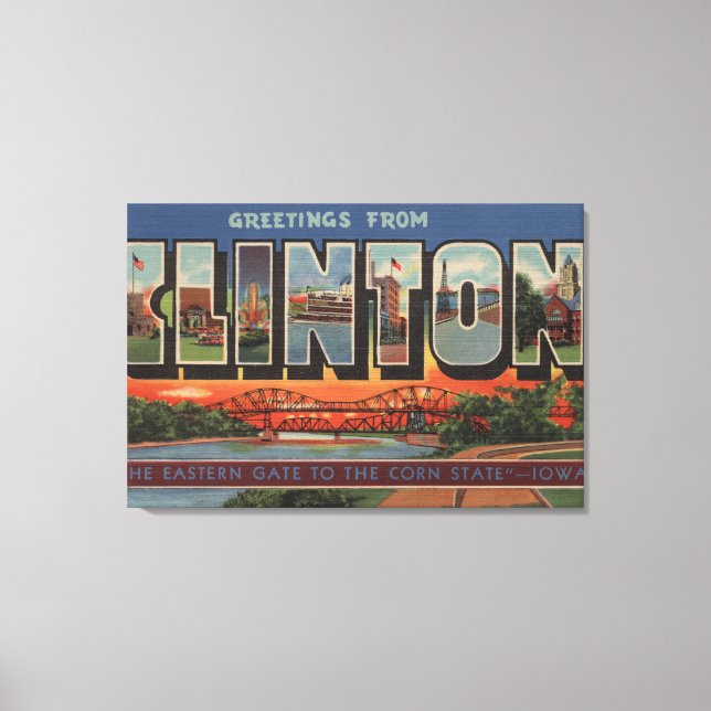 Clinton, IowaLarge Brev ScenesClinton, IA Canvastryck (Framsida)