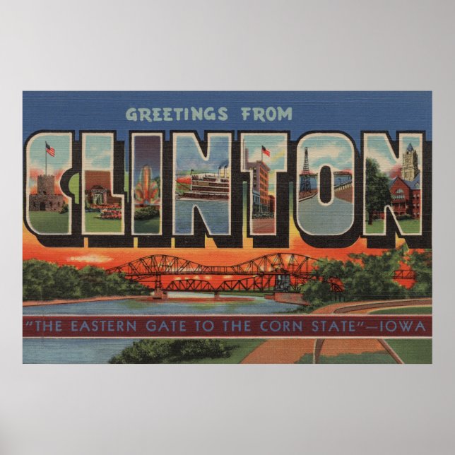 Clinton, IowaLarge Brev ScenesClinton, IA Poster (Framsidan)